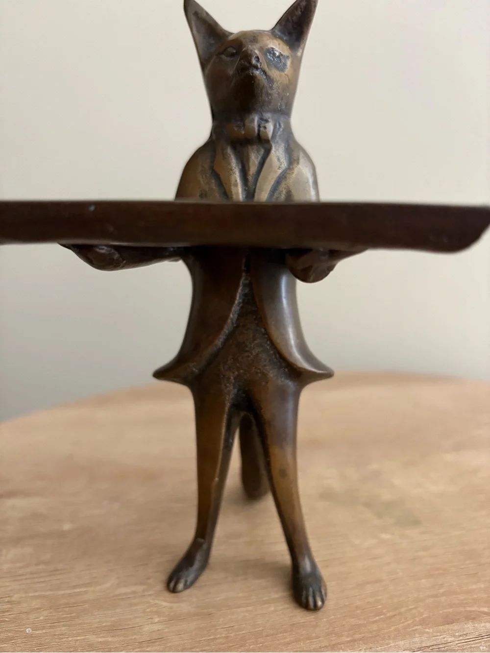 Vintage Brass Fox Butler Business Card Holder